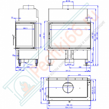 Каминная топка BASIC L/R 2G S 70.44.33.23 (Romotop)