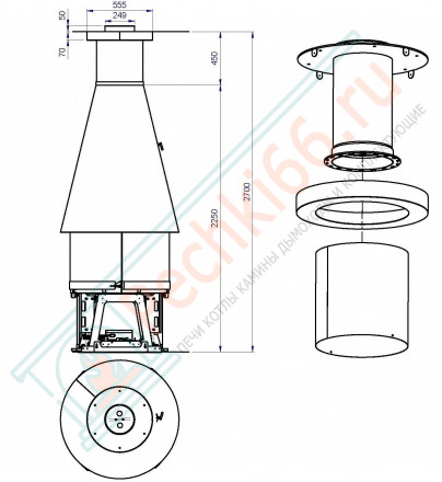 Круглая топка M360 T цилиндрический кожух (Piazzetta)