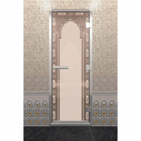 Стеклянная дверь DoorWood «Хамам Восточная Арка Бронза матовая» 200х80 (по коробке)