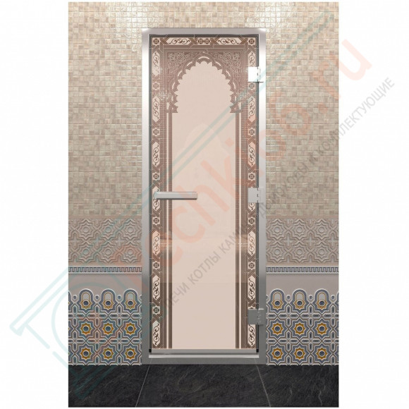Стеклянная дверь DoorWood «Хамам Восточная Арка Бронза матовая» 200х80 (по коробке) в Москве