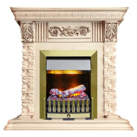 Электрокаминокомплект Luxemburg (каменный) - Сланец/Cлоновая кость с патиной с очагом Danville Antique Brass FB2