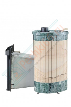 Дровяная банная печь Макси ПФ "Окаменевшее дерево перенесённый рисунок + змеевик" (Ферингер)