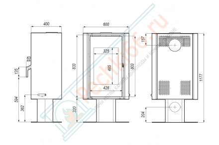Печь-камин Solum Top, серая сталь (Defro-Home) 9кВт