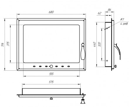 Дверца каминная стальная 680*515, с поддувалом (Россия)