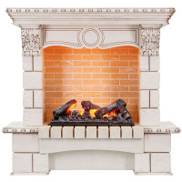 Каминокомплект электрический Pierre Luxe угловой - Слоновая кость / Шампань с очагом Cassette 600 NH (Dimplex)