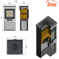 Печь-камин Панорама Антрацит с плитой (Этна)