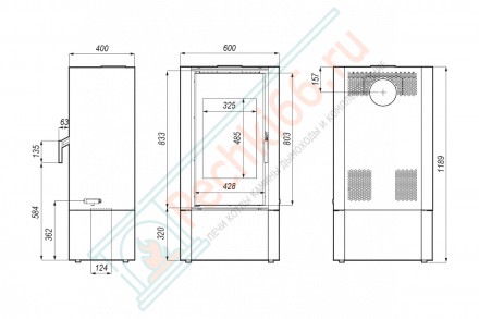 Печь-камин Solum Log, красная сталь (Defro-Home) 9кВт