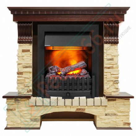 Каминокомплект электрический Pierre Luxe угловой - Темный дуб / Сланец (Высота 1050мм) с очагом Danville Black FB2 (Dimplex)
