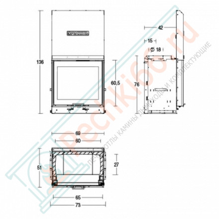 Стальная топка MC 65/60 SL (Piazzetta) 11 кВт