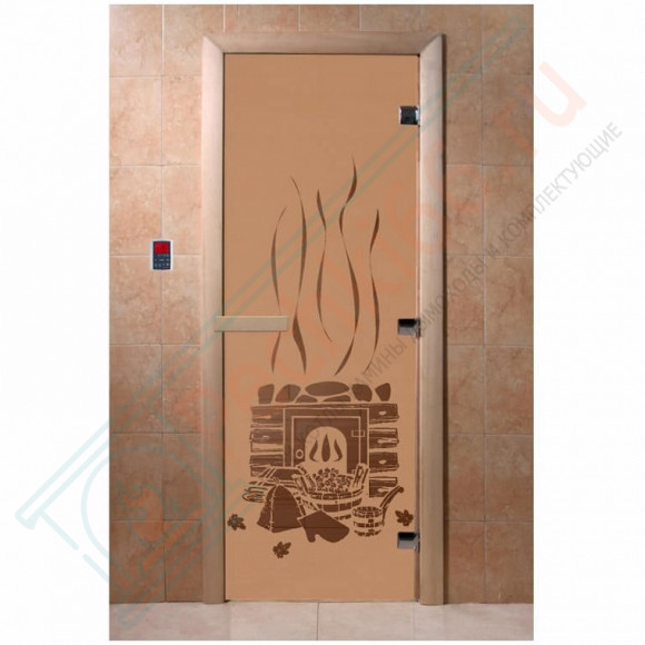 Дверь стеклянная для бани, матовая бронза, "Банька" 1900х700 (DoorWood) в Москве