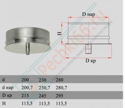 Конденсатоотвод на трубу с изол (НЕРЖ-439/0,5-НЕРЖ-439/0,5) d-300/380 (Дымок)