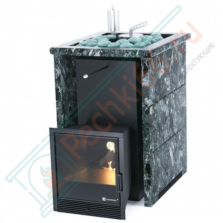 Печь для бани Анапа в трёхстороннем кожухе с открытым верхом из пироксенита (ИзиСтим)