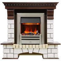 Каминокомплект электрический Pierre Luxe угловой - Темный дуб / Белый (Высота 1050мм) с очагом Chesford (Dimplex)