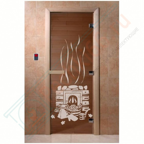Стеклянная дверь для бани бронза прозрачная "Банька" 1900х700 (DoorWood) в Москве