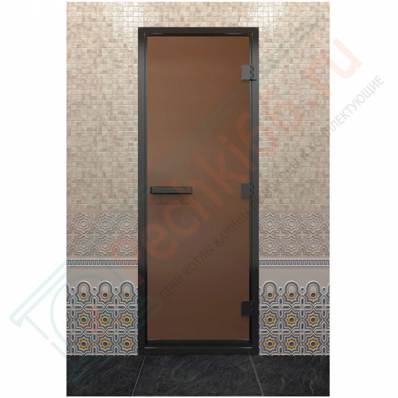 Дверь для хамама в черном профиле, бронза матовая 2000x700 мм (DoorWood) в Москве