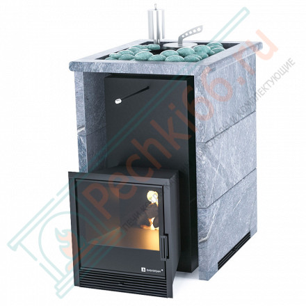 Печь для бани Анапа в трёхстороннем кожухе с открытым верхом из талькохлорита (ИзиСтим)