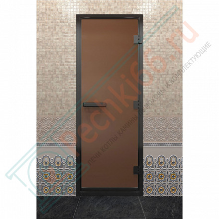 Дверь для хамама в черном профиле, бронза матовая 1900x700 мм (DoorWood)