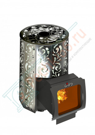 Дровяная банная печь Grill'D Violet Long Window Max (Камень колотый 100 кг)