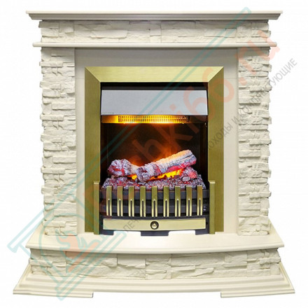 Каминокомплект Luzern - Слоновая кость с электрическим очагом Danville Antique Brass FB2