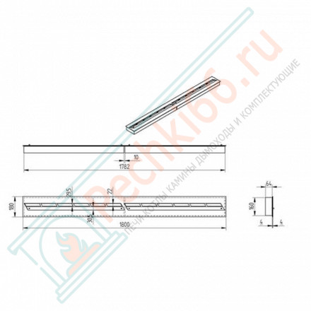 Горелка прямоугольная для биокамина 1800 (ZeFire)