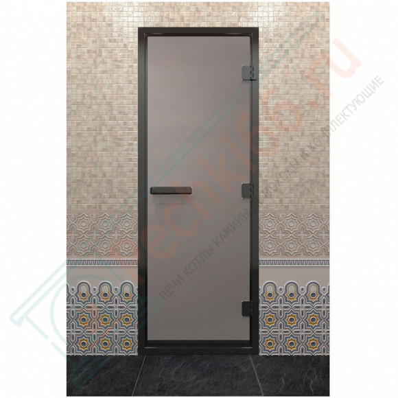 Дверь для хамама в черном профиле, сатин 2000x700 мм (DoorWood) в Москве