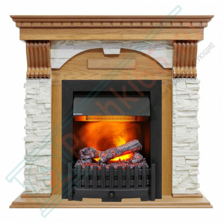Электрокаминокомплект Dublin - Дуб / Сланец белый с очагом Danville Black FB2