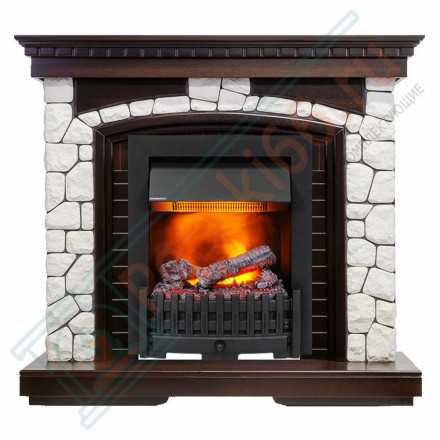 Электрический Каминокомплект Glasgow - Темный дуб / Белый с очагом Danville Black FB2