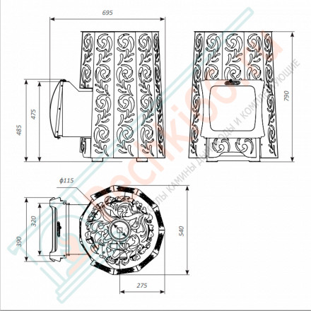 Печь для бани Violet Short Window Max Pro (Grill’D)
