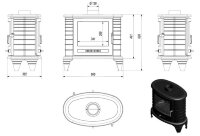 Чугунная печь-камин KOZA K8 T тунель (Kratki)