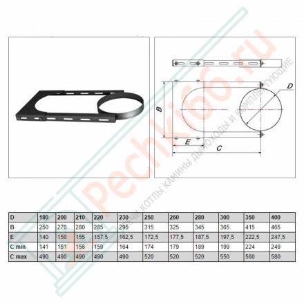 Элемент крепления на трубу с изол V50R (ОЦИНК-RAL/0,5) d-130/230 (Вулкан)